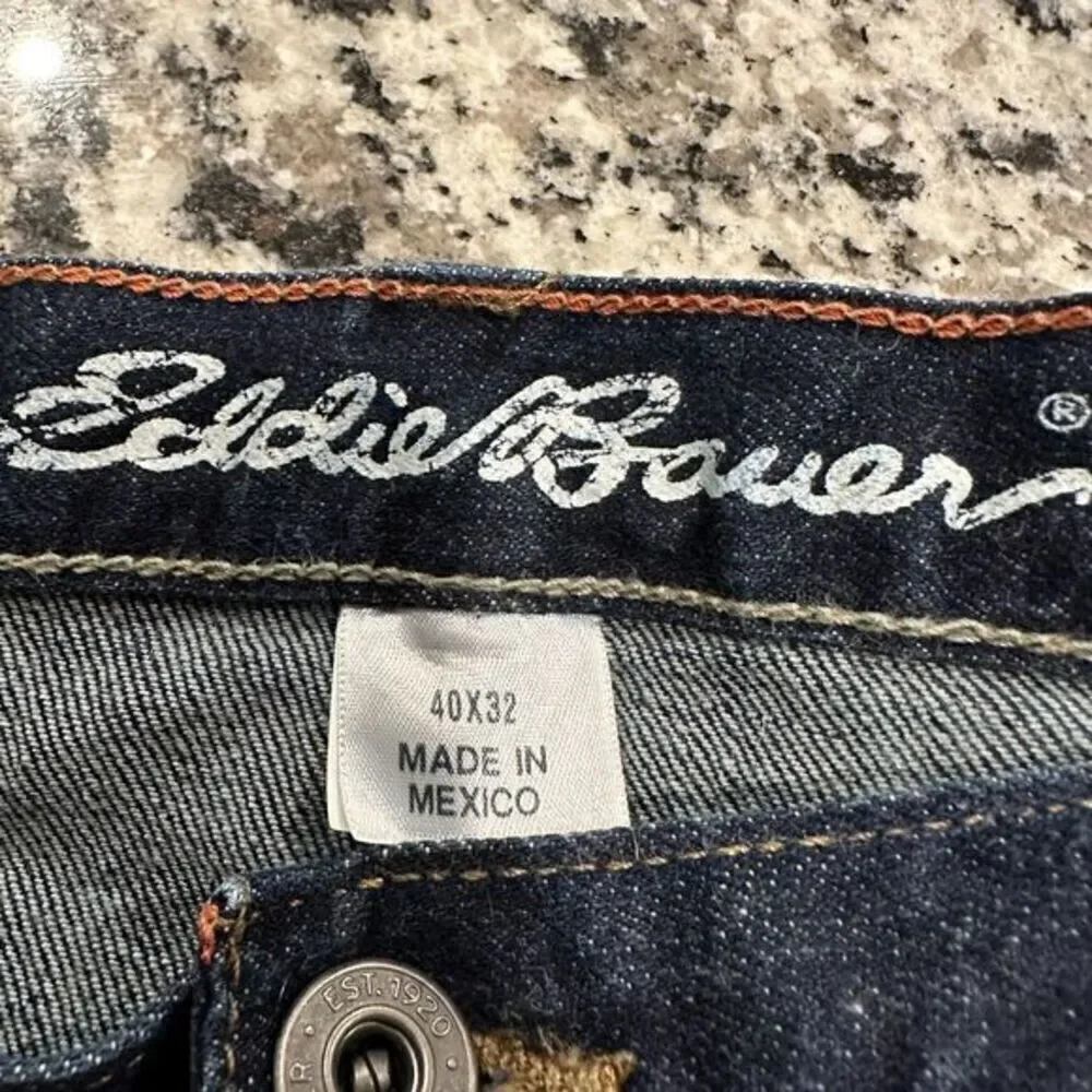 Eddie Bauer‎ Straight Leg Dark Wash Denim Jeans Blue Size 40 x 32 Casual Work